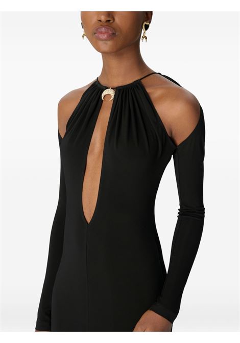 draped jersey ls long dress woman black MARINE SERRE | WDR410ACJER0082BK99